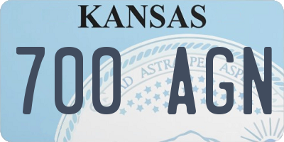 KS license plate 700AGN