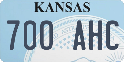 KS license plate 700AHC