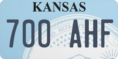 KS license plate 700AHF