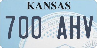 KS license plate 700AHV