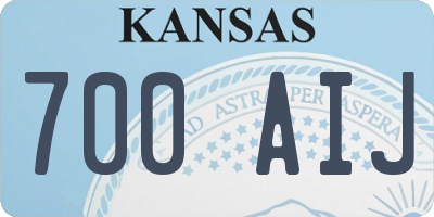 KS license plate 700AIJ