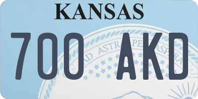 KS license plate 700AKD
