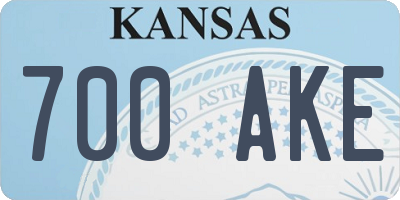 KS license plate 700AKE