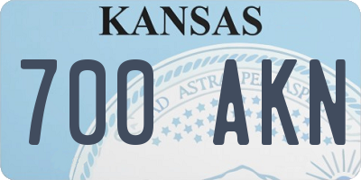KS license plate 700AKN