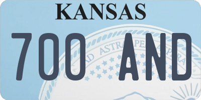 KS license plate 700AND