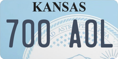 KS license plate 700AOL