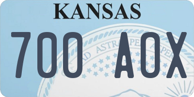 KS license plate 700AOX