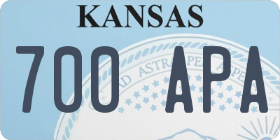 KS license plate 700APA