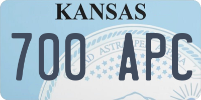 KS license plate 700APC