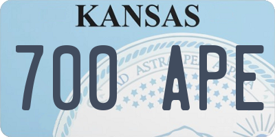 KS license plate 700APE