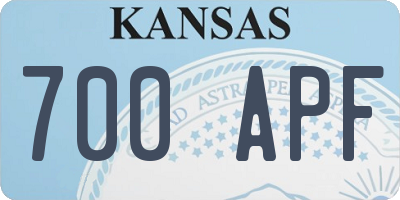 KS license plate 700APF