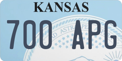KS license plate 700APG