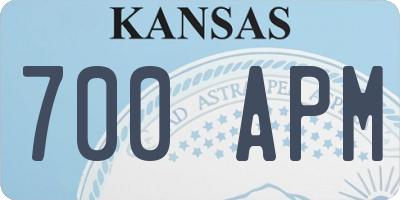 KS license plate 700APM