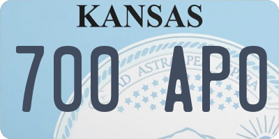 KS license plate 700APO