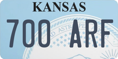 KS license plate 700ARF