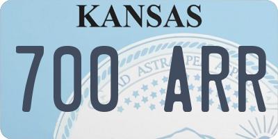 KS license plate 700ARR