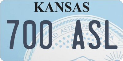 KS license plate 700ASL