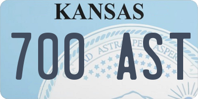 KS license plate 700AST