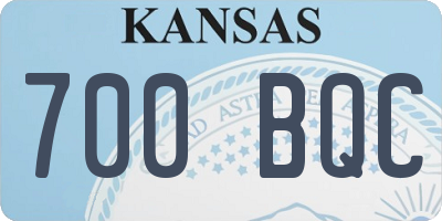 KS license plate 700BQC