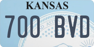 KS license plate 700BVD