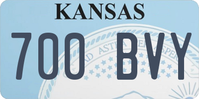 KS license plate 700BVY