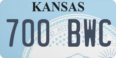 KS license plate 700BWC