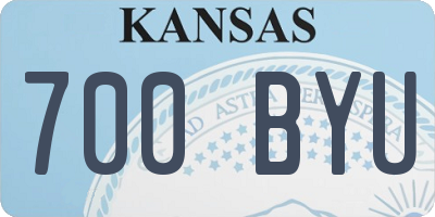 KS license plate 700BYU
