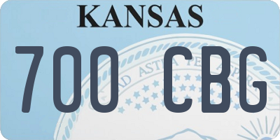 KS license plate 700CBG
