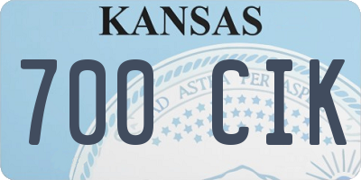 KS license plate 700CIK