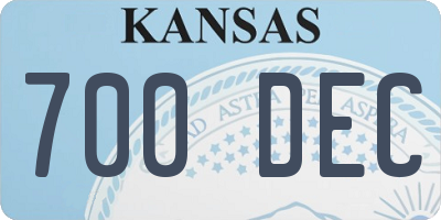 KS license plate 700DEC