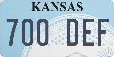 KS license plate 700DEF