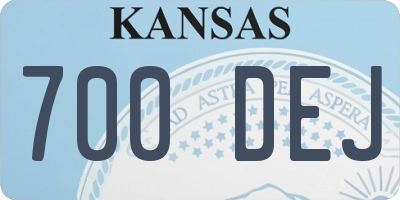 KS license plate 700DEJ
