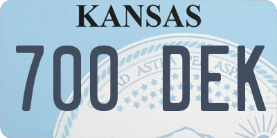 KS license plate 700DEK