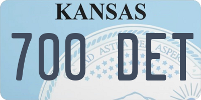 KS license plate 700DET