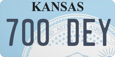 KS license plate 700DEY
