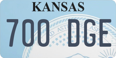 KS license plate 700DGE