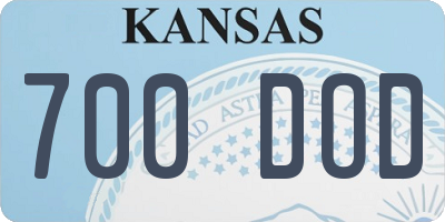 KS license plate 700DOD