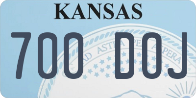 KS license plate 700DOJ