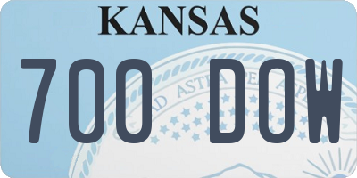 KS license plate 700DOW