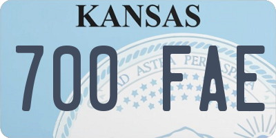 KS license plate 700FAE