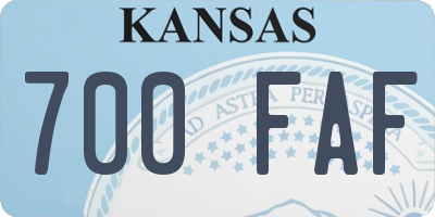 KS license plate 700FAF