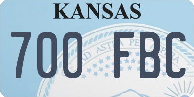 KS license plate 700FBC