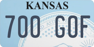 KS license plate 700GOF