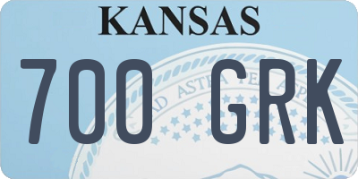 KS license plate 700GRK