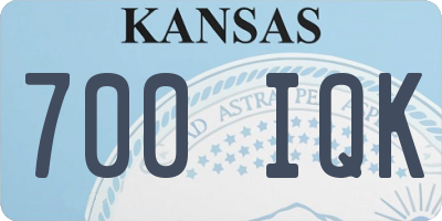 KS license plate 700IQK