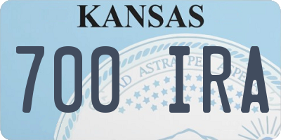 KS license plate 700IRA