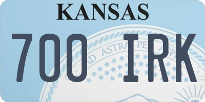 KS license plate 700IRK