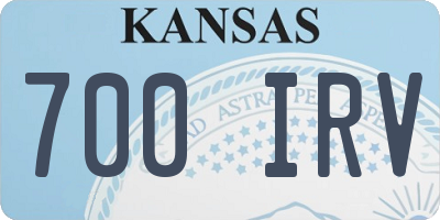 KS license plate 700IRV