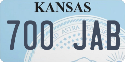 KS license plate 700JAB