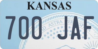 KS license plate 700JAF